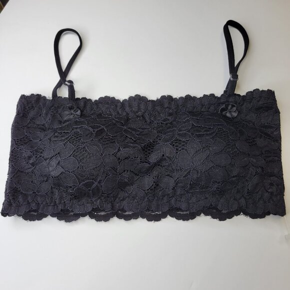 Sexy Black Bralette Crop Top Lace Bandeau Adjustable Straps Removable Pads - NEW - Picture 11 of 12